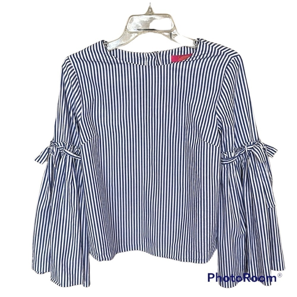 🚨Catherine Maladrino Striped Bell Sleeve Top
